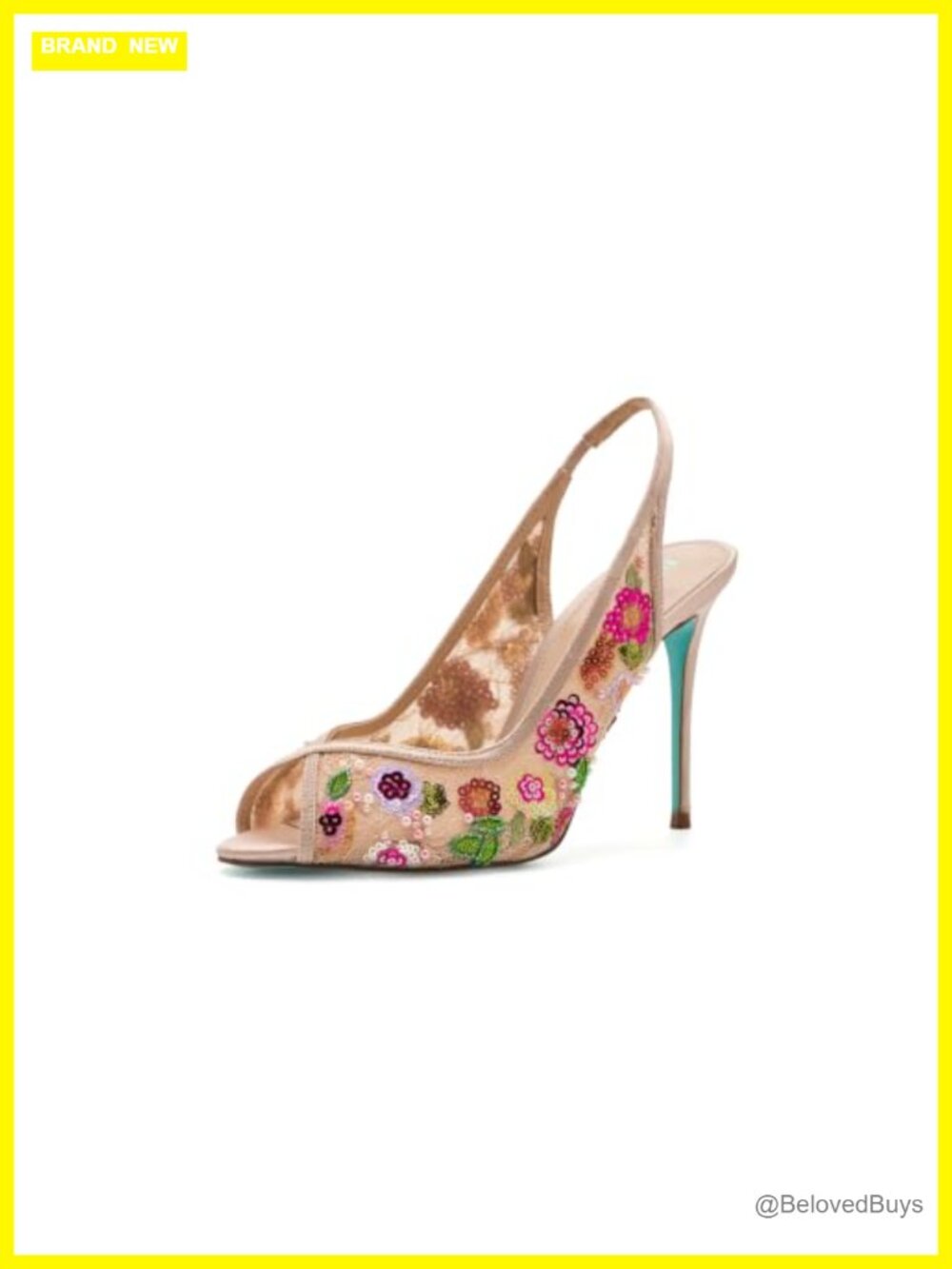 Mesh Peep Toe Floral Slingback Stiletto Heel Pump Party Evening